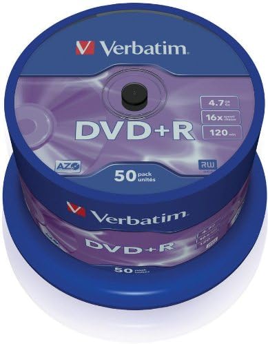 Verbatim 43550 4.7GB 16x DVD+R Matt Silver - 50 Pack Spindle - Games Cases - Vision warehouse