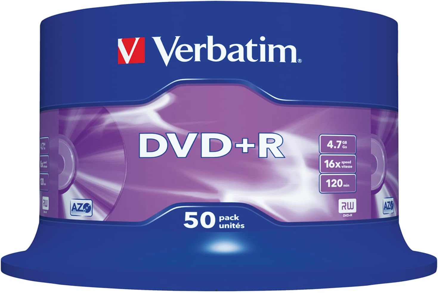 Verbatim 43550 4.7GB 16x DVD+R Matt Silver - 50 Pack Spindle - Games Cases - Vision warehouse