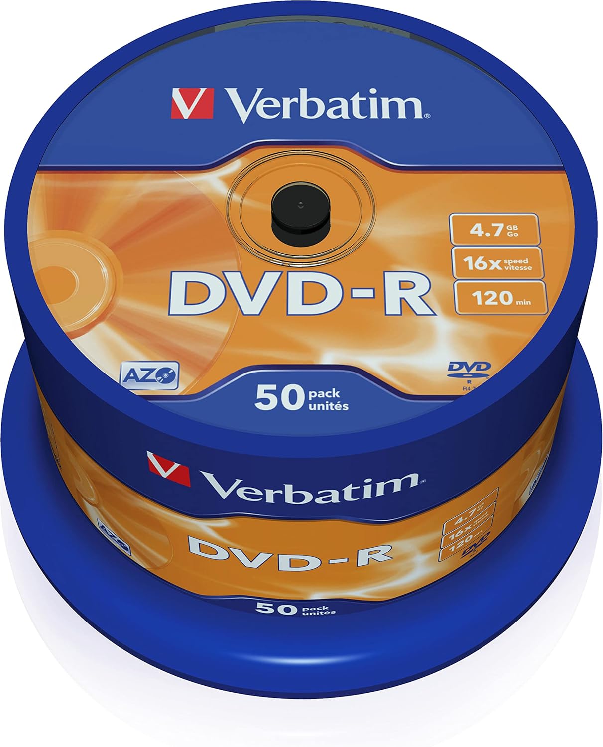 Verbatim 43548 4.7GB 16x DVD-R Matt Silver - 50 Pack Spindle - Games Cases - Vision warehouse