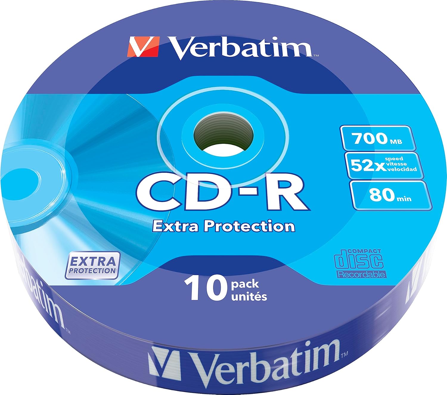 Verbatim CD-R Extra Protection 700MB CD Blanks - Ideal for Photo and Video Recording - Compatible with Any Conventional CD Drive - Pack of 10 Spindle - Games Cases - Vision warehouse