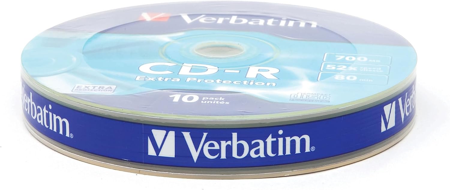 Verbatim CD-R Extra Protection 700MB CD Blanks - Ideal for Photo and Video Recording - Compatible with Any Conventional CD Drive - Pack of 10 Spindle - Games Cases - Vision warehouse